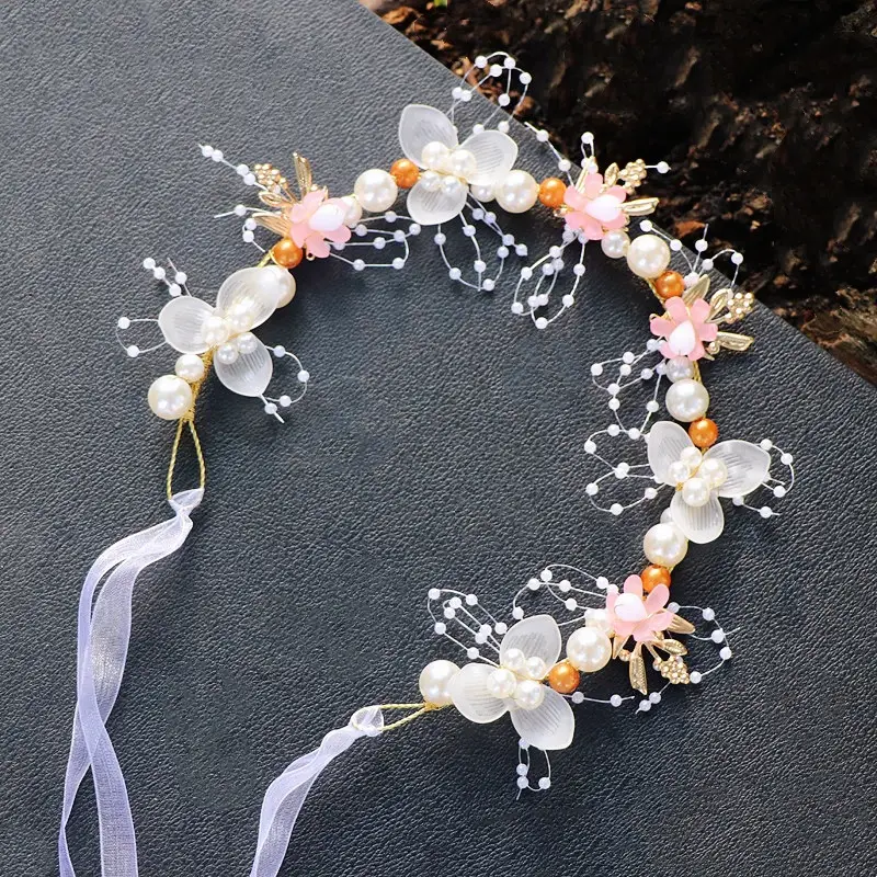 Girls' Pearl Flower Hairband with Bow — feature 8
