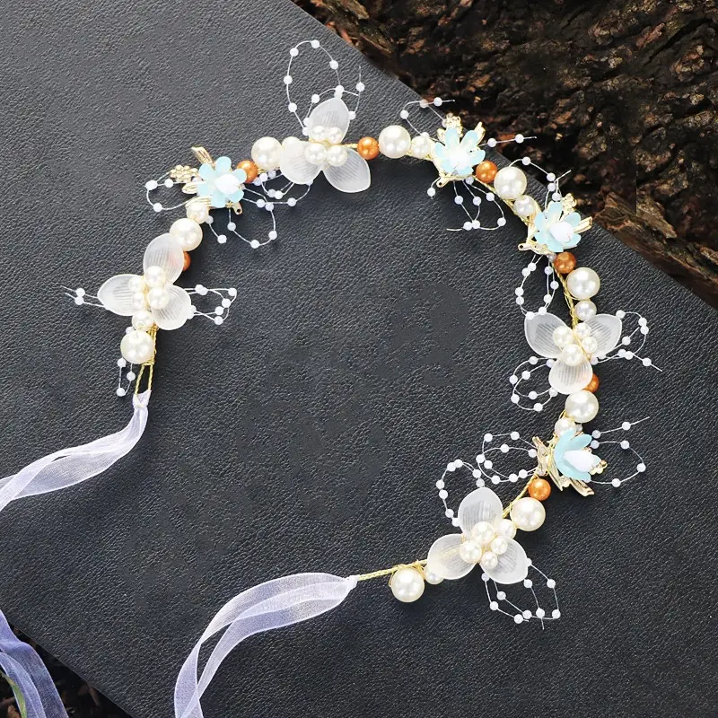 Girls' Pearl Flower Hairband with Bow - Image 4