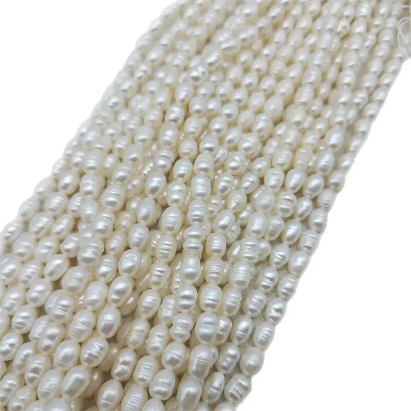 Freshwater Cultured Pearl Beads 4-5mm Rice Shape - Image 6