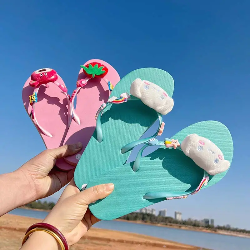 New Summer Flat Flip-Flops Beach Seaside Vacation Cute Cartoon Bear Outer Wear Fashion Sandals and Slippers - Image 14