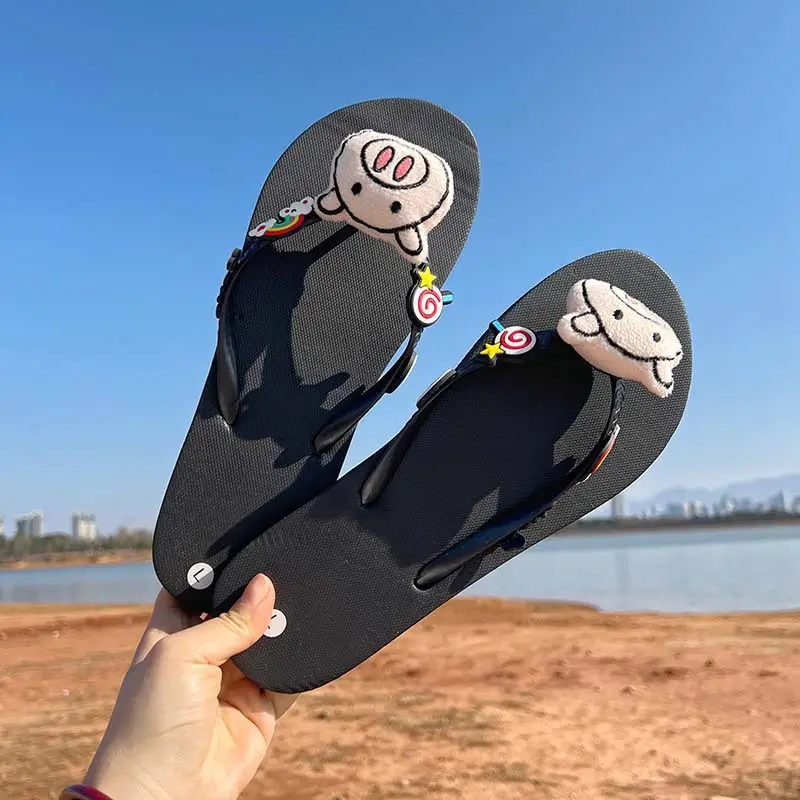 New Summer Flat Flip-Flops Beach Seaside Vacation Cute Cartoon Bear Outer Wear Fashion Sandals and Slippers - Image 10