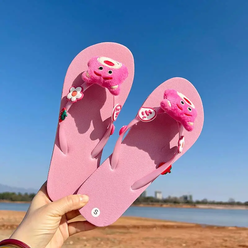 New Summer Flat Flip-Flops Beach Seaside Vacation Cute Cartoon Bear Outer Wear Fashion Sandals and Slippers - Image 3
