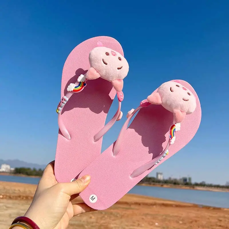 New Summer Flat Flip-Flops Beach Seaside Vacation Cute Cartoon Bear Outer Wear Fashion Sandals and Slippers - Image 6