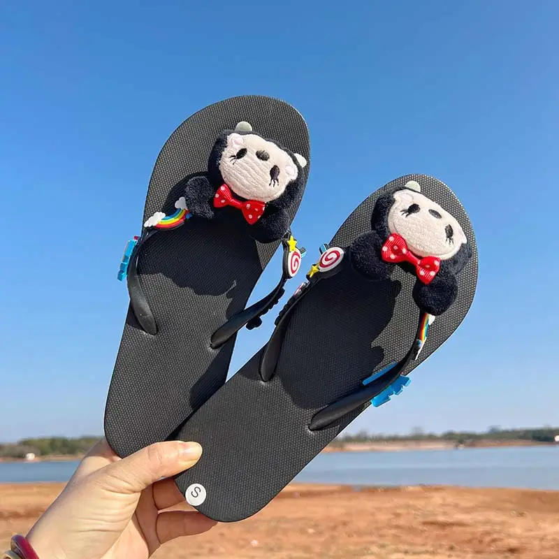 New Summer Flat Flip-Flops Beach Seaside Vacation Cute Cartoon Bear Outer Wear Fashion Sandals and Slippers - Image 8
