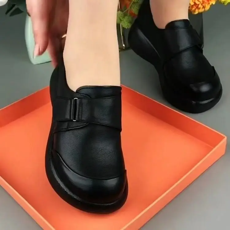 Chef Shoes Women's Spring Non-slip Waterproof and Oil-proof Black Kitchen Work Shoes Thick Sole Spring New Style Back Kitchen Leather Shoes