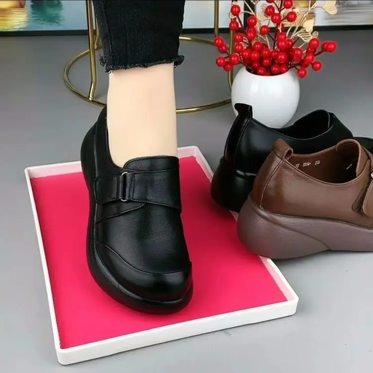 Chef Shoes Women's Spring Non-slip Waterproof and Oil-proof Black Kitchen Work Shoes Thick Sole Spring New Style Back Kitchen Leather Shoes