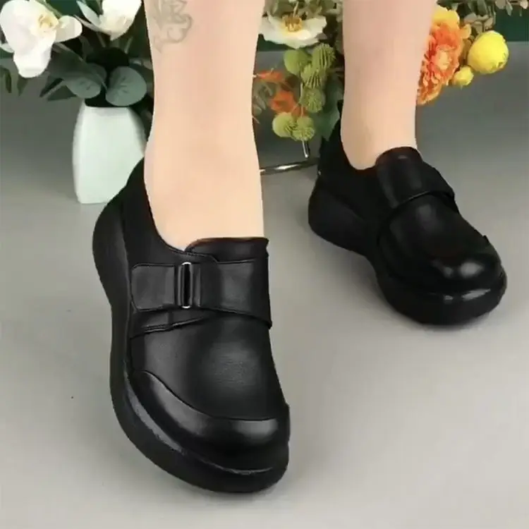Chef Shoes Women's Spring Non-slip Waterproof and Oil-proof Black Kitchen Work Shoes Thick Sole Spring New Style Back Kitchen Leather Shoes — feature 5