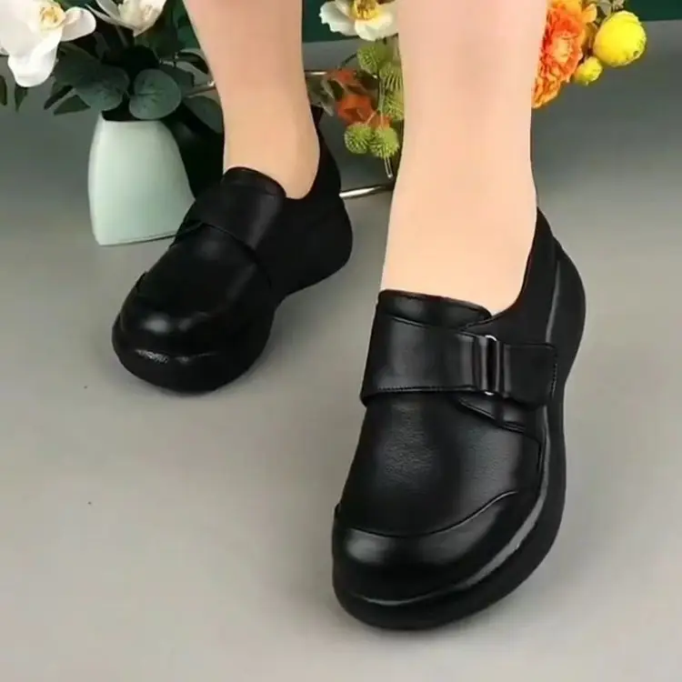 Chef Shoes Women's Spring Non-slip Waterproof and Oil-proof Black Kitchen Work Shoes Thick Sole Spring New Style Back Kitchen Leather Shoes — feature 7