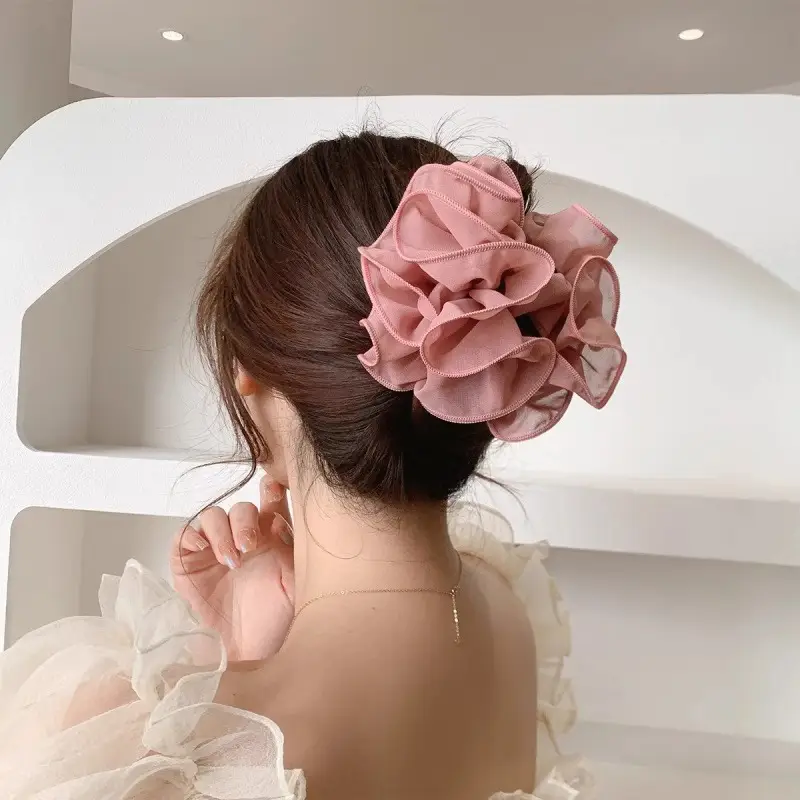 Dongdaemun Silk Hair Clip Green Women's High-end Hair Accessories - Image 7