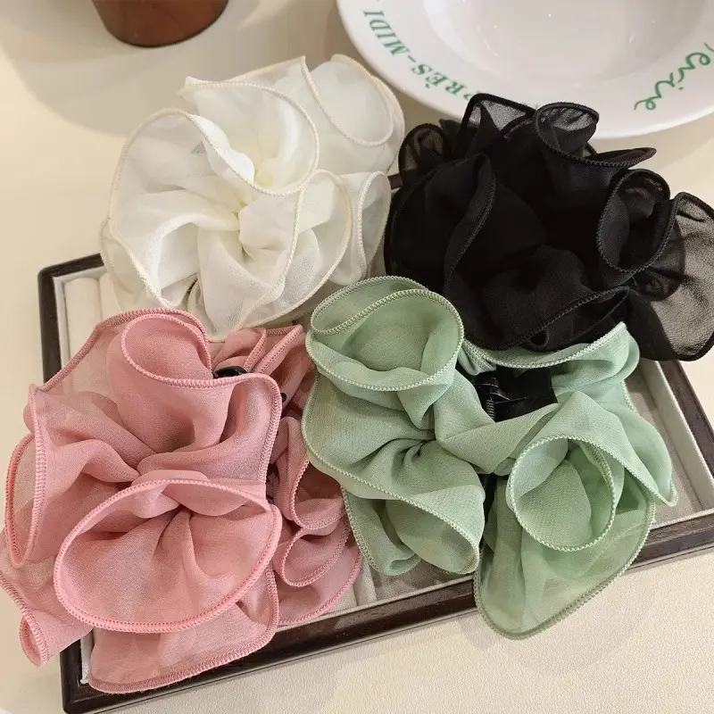 Dongdaemun Silk Hair Clip Green Women's High-end Hair Accessories - Image 8