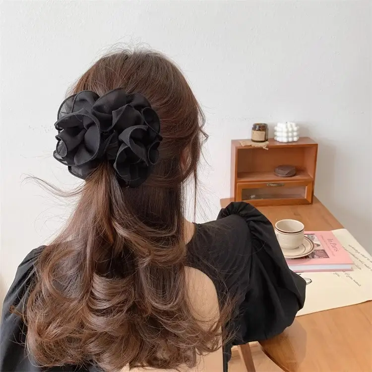 Dongdaemun Silk Hair Clip Green Women's High-end Hair Accessories — feature 5