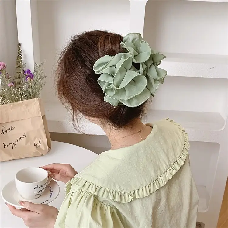 Dongdaemun Silk Hair Clip Green Women's High-end Hair Accessories — feature 7