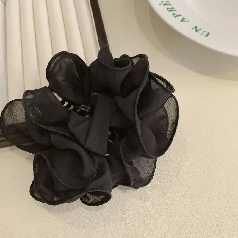 Dongdaemun Silk Hair Clip Green Women's High-end Hair Accessories - Image 2