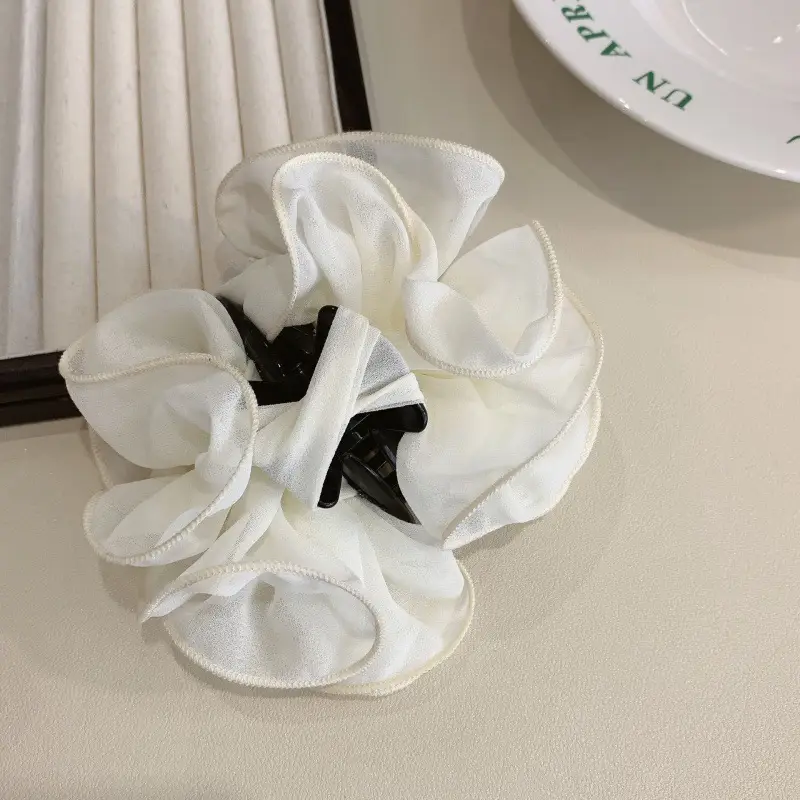 Dongdaemun Silk Hair Clip Green Women's High-end Hair Accessories - Image 3