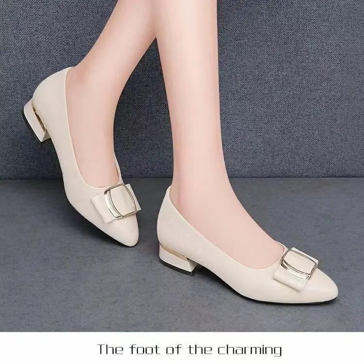 Women's Black Leather Flat Heels with Bow — feature 8