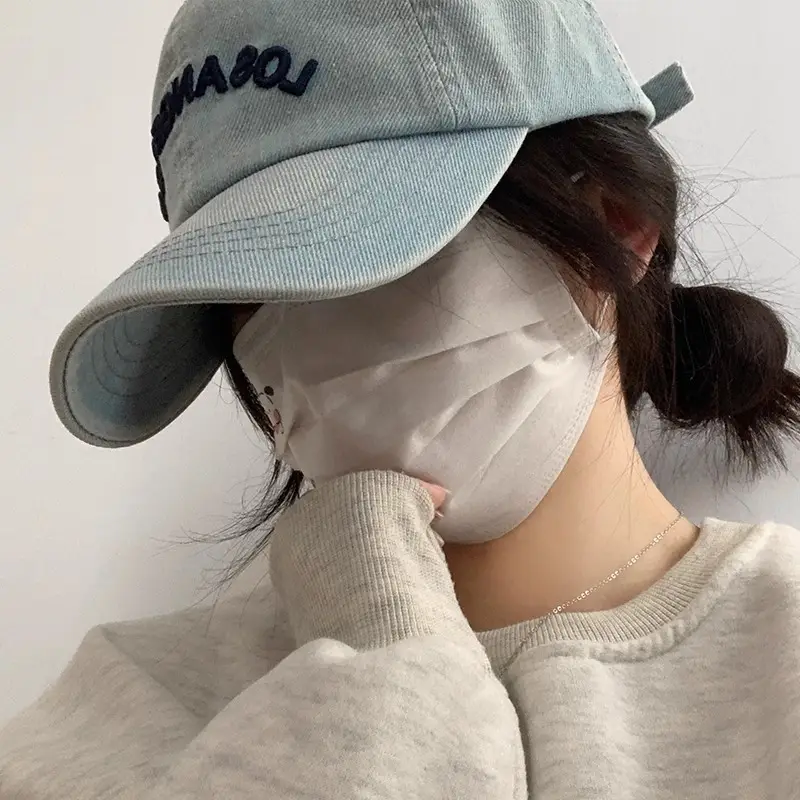 Women's Blue Denim Los Angeles Baseball Cap Wide Brim - Image 5