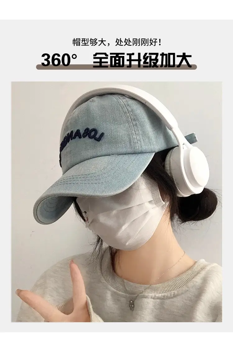 Women's Blue Denim Los Angeles Baseball Cap Wide Brim — feature 5