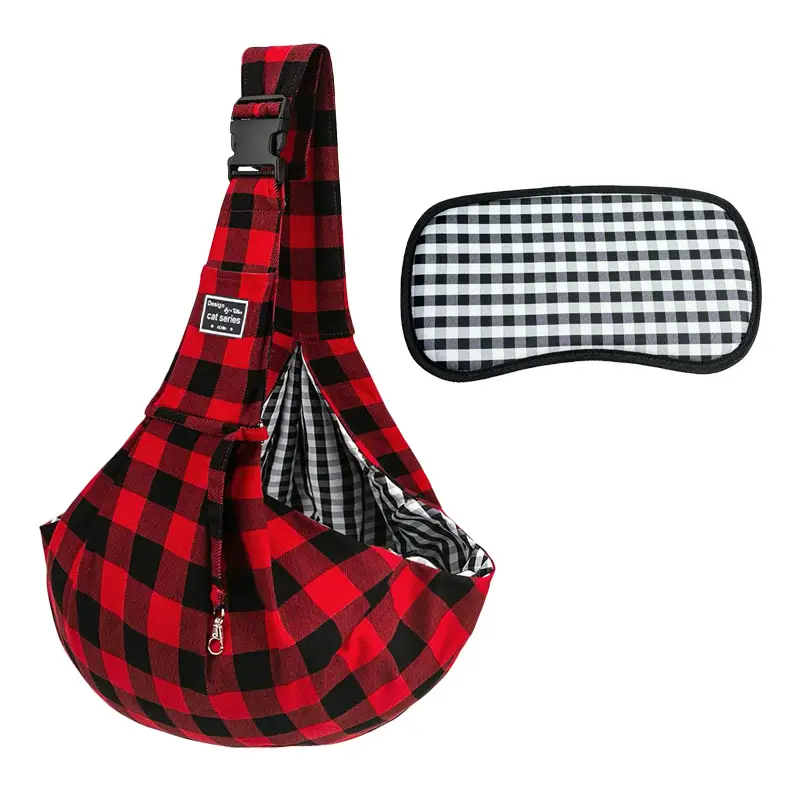 Summer Cat & Dog Bag Set Brown Checkered Eyelet Strap - Image 10