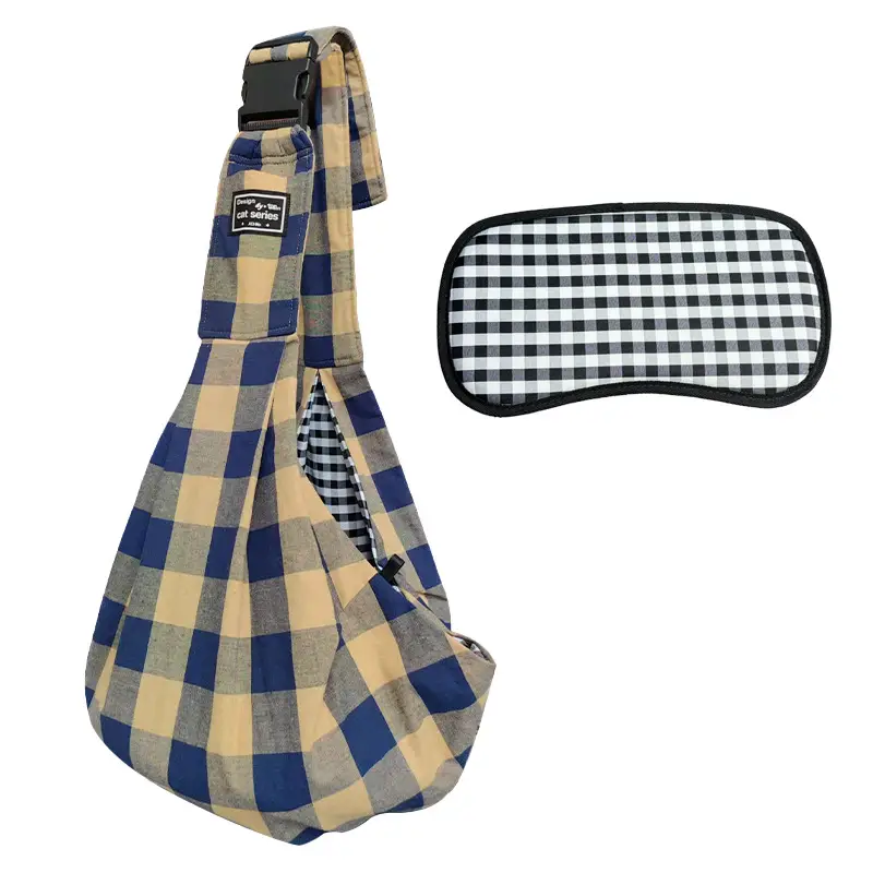 Summer Cat & Dog Bag Set Brown Checkered Eyelet Strap - Image 12