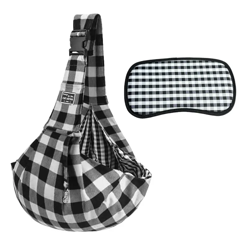 Summer Cat & Dog Bag Set Brown Checkered Eyelet Strap - Image 13