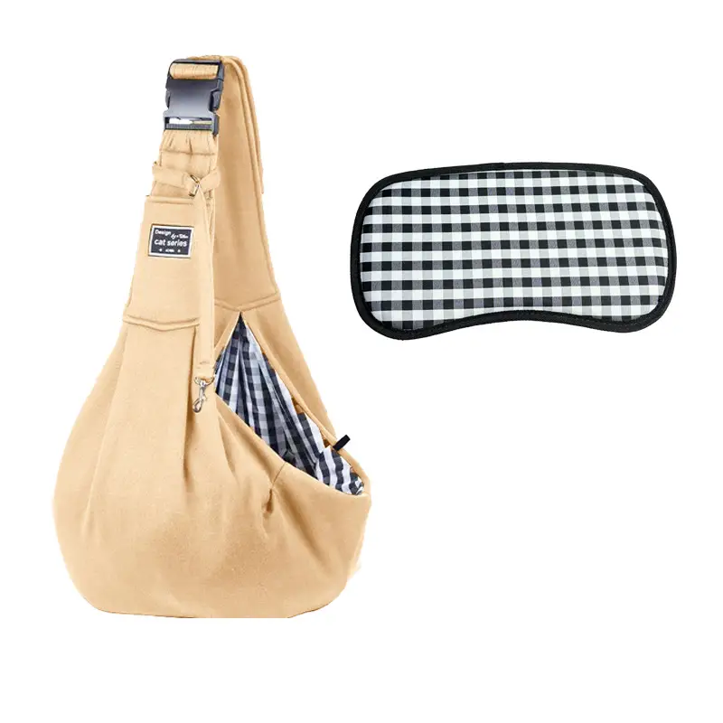 Summer Cat & Dog Bag Set Brown Checkered Eyelet Strap - Image 6
