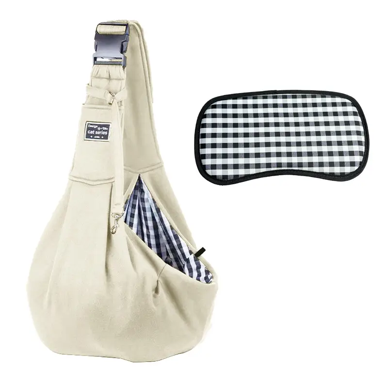 Summer Cat & Dog Bag Set Brown Checkered Eyelet Strap - Image 7