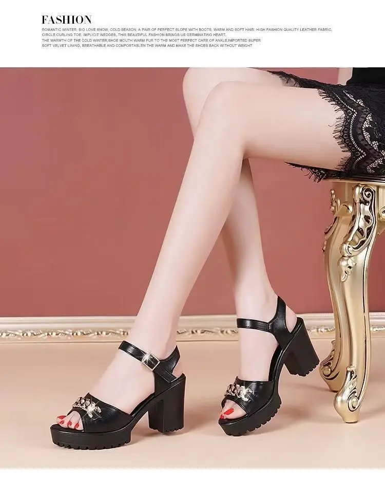 Women's Leather Fish Toe High Heel Sandals 2024 — feature 8