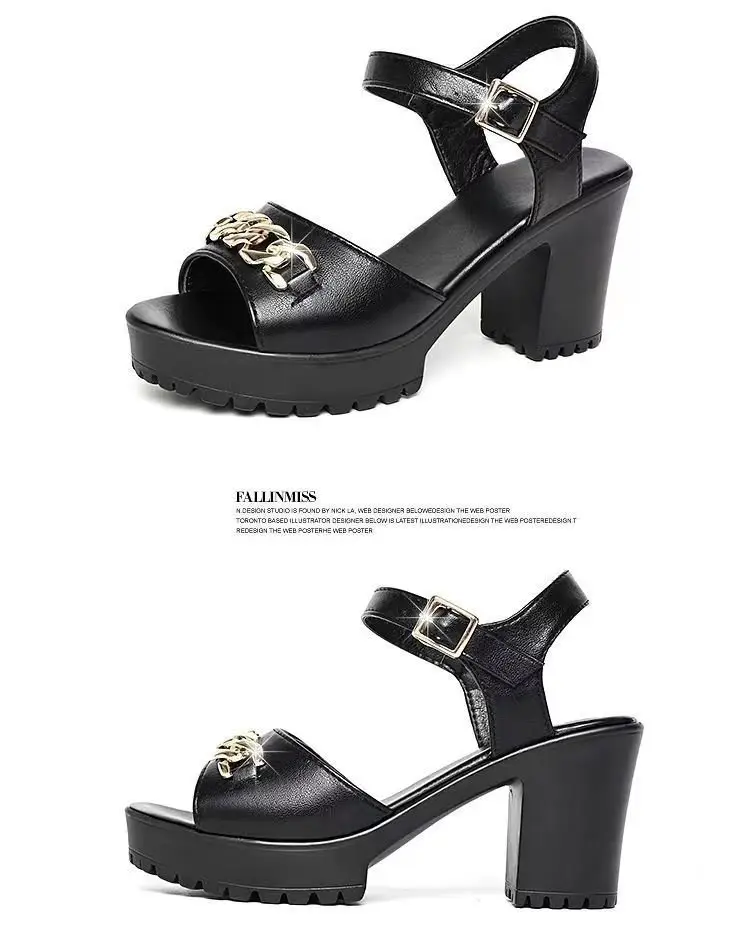 Women's Leather Fish Toe High Heel Sandals 2024 — feature 9
