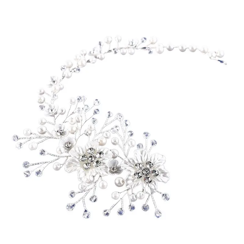 Crystal Pearl Flower Headband for Weddings — feature 5