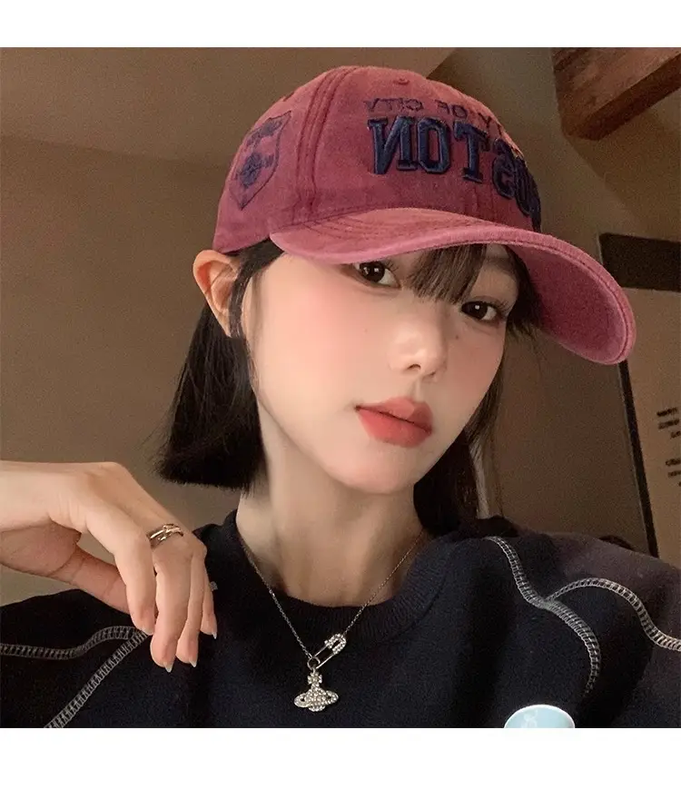 Women's Green Embroidered Baseball Cap with Wide Brim — feature 8