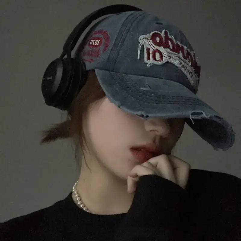 Women American Retro Distressed Baseball Cap - Image 6