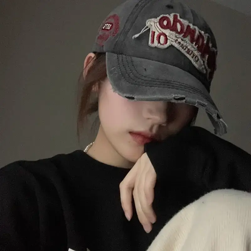 Women American Retro Distressed Baseball Cap - Image 8