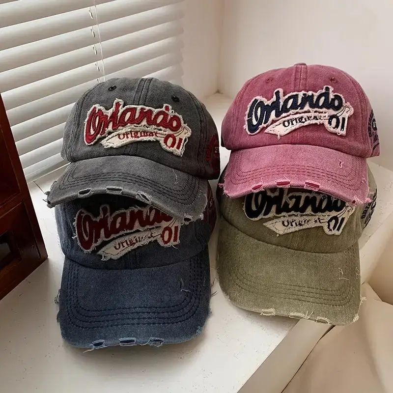 Women American Retro Distressed Baseball Cap - Image 9