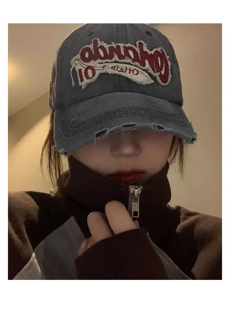 Women American Retro Distressed Baseball Cap — feature 10
