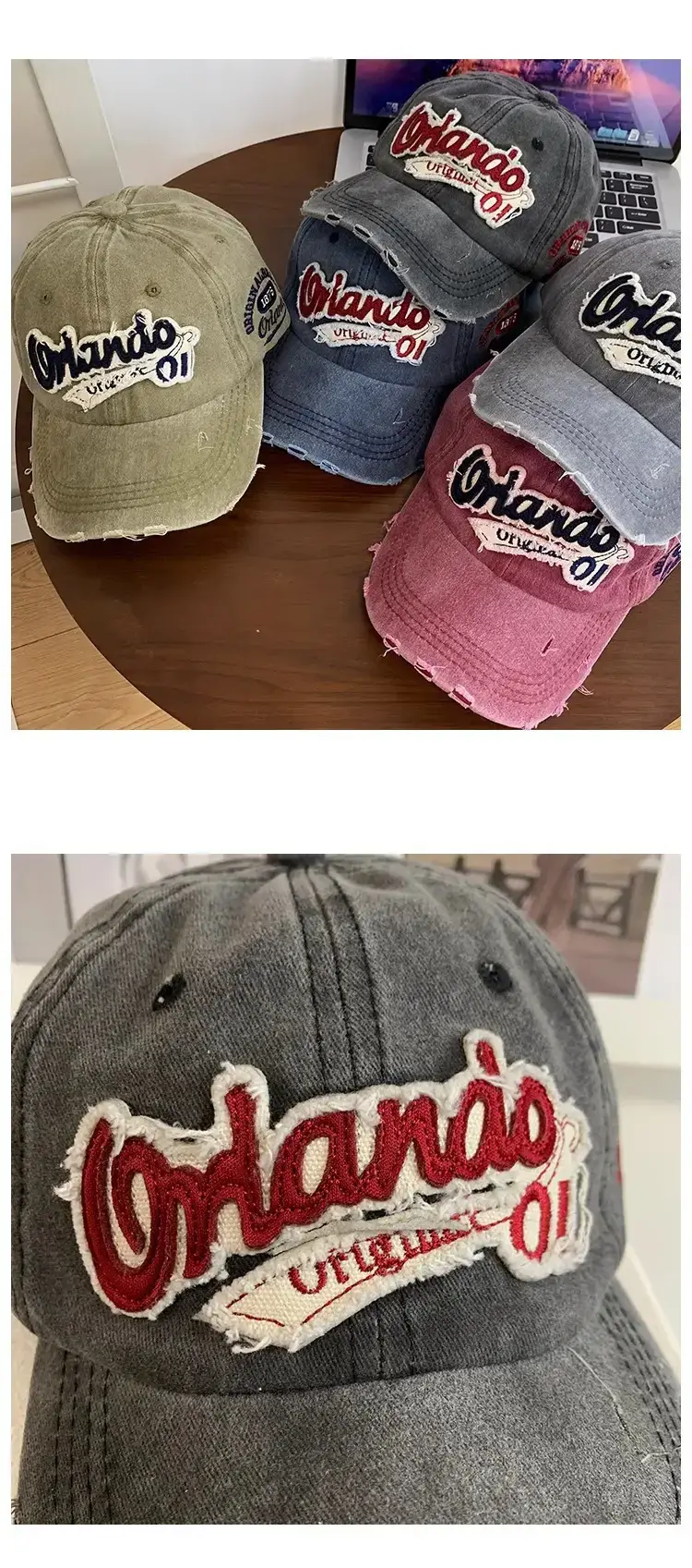 Women American Retro Distressed Baseball Cap — feature 13