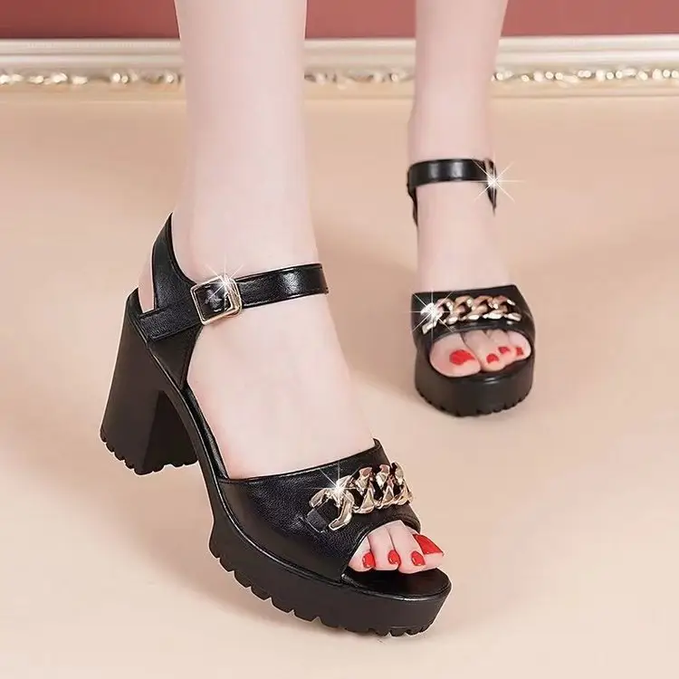 Women's Leather Fish Toe High Heels 2024 - Image 4