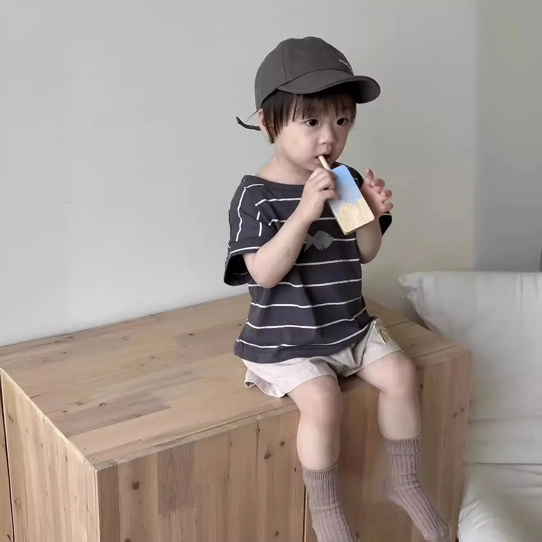 Baby Blue Overalls Hat Shorts Suit Korean Kids Summer Wear — feature 3