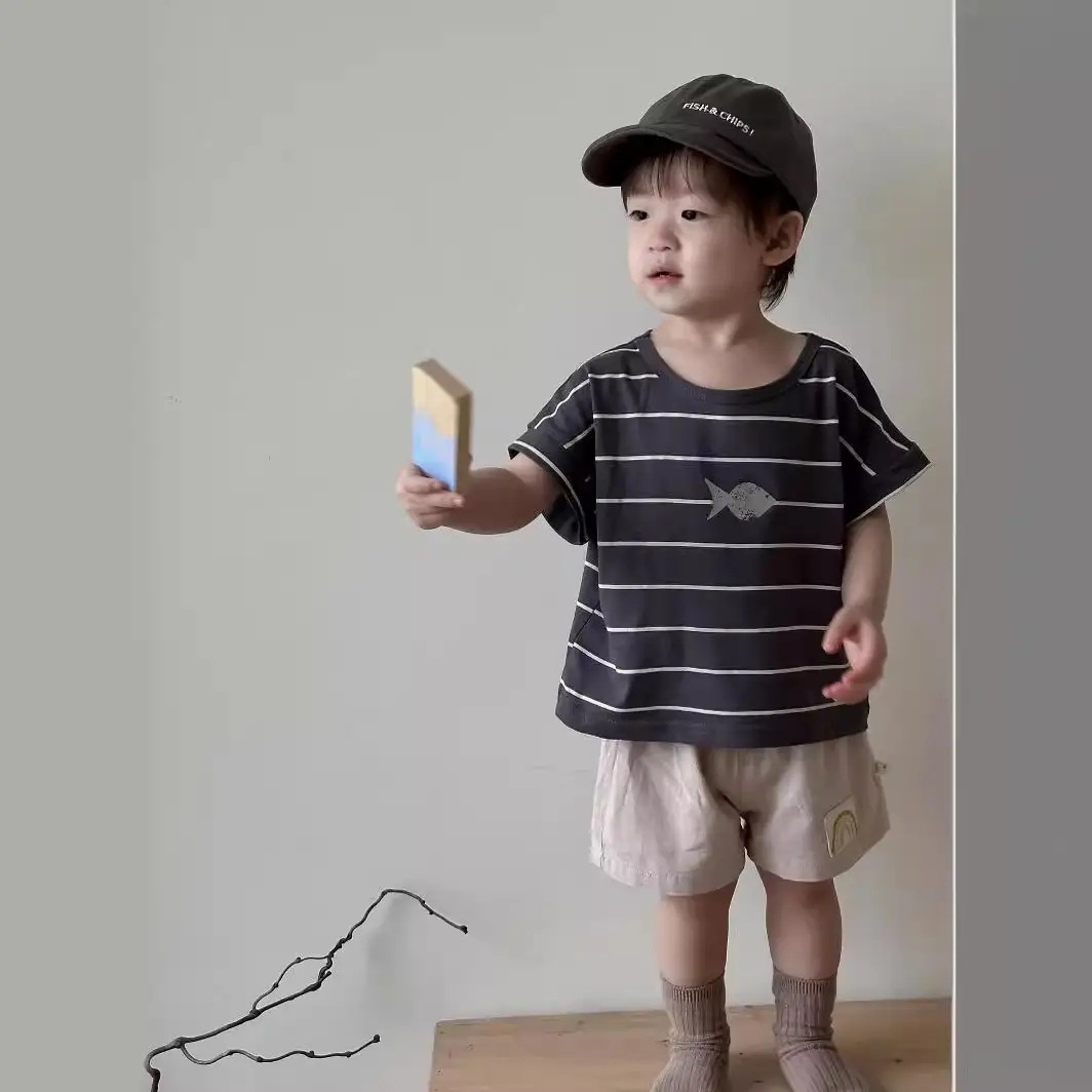 Baby Blue Overalls Hat Shorts Suit Korean Kids Summer Wear — feature 6