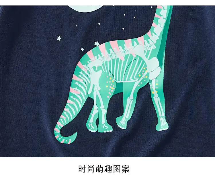 Kids Dinosaur Graphic T-Shirt Navy Blue 2025 Summer — feature 11