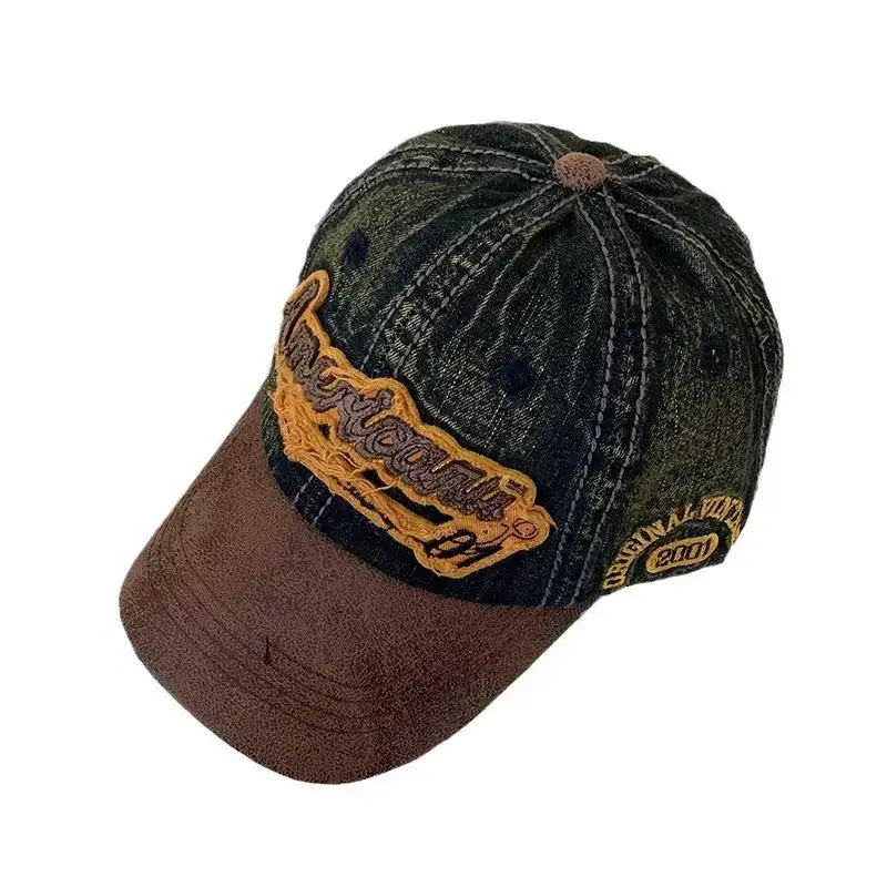 American Retro Denim Cap Women Big Head Wide Brim - Image 9