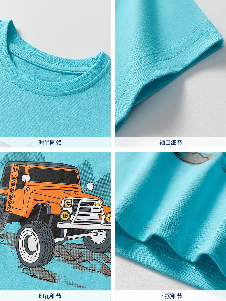 Blue Cartoon Car T-Shirt for Boys Summer 2025 - Image 6