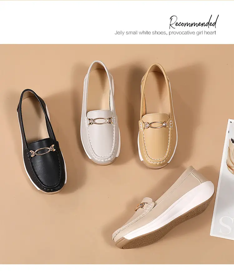 Cross-Border European and American Large Size Women's Shoes Spring and Autumn New Fashion Thick-Soled Platform Shoes Metal Buckle Wedge Heel Shallow Mouth Mother's Shoes — feature 26