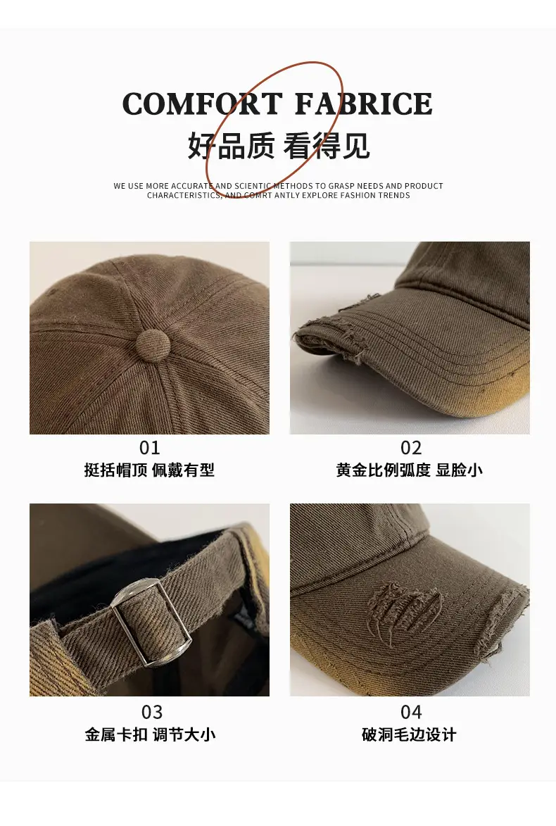 Coffee Retro Baseball Cap Wide Brim Duck Cap — feature 3