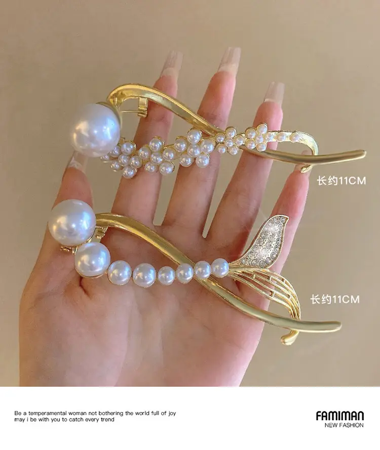 Famiman Gold Pearl Hairpin Clip for Women — feature 7