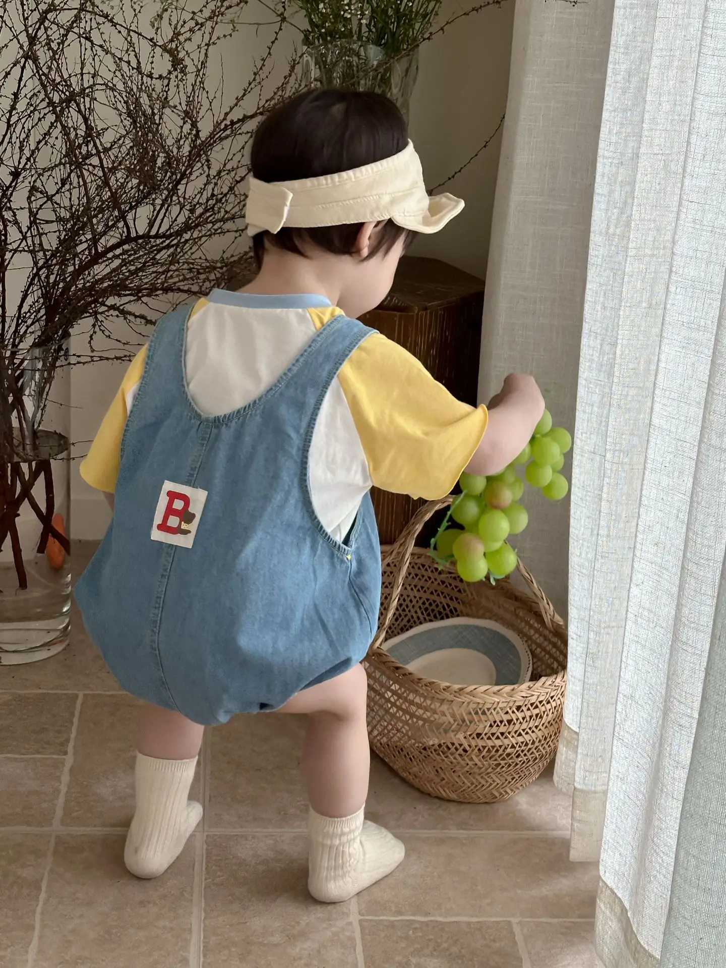 Kids Korean Style Summer T-Shirt Denim Overalls Set