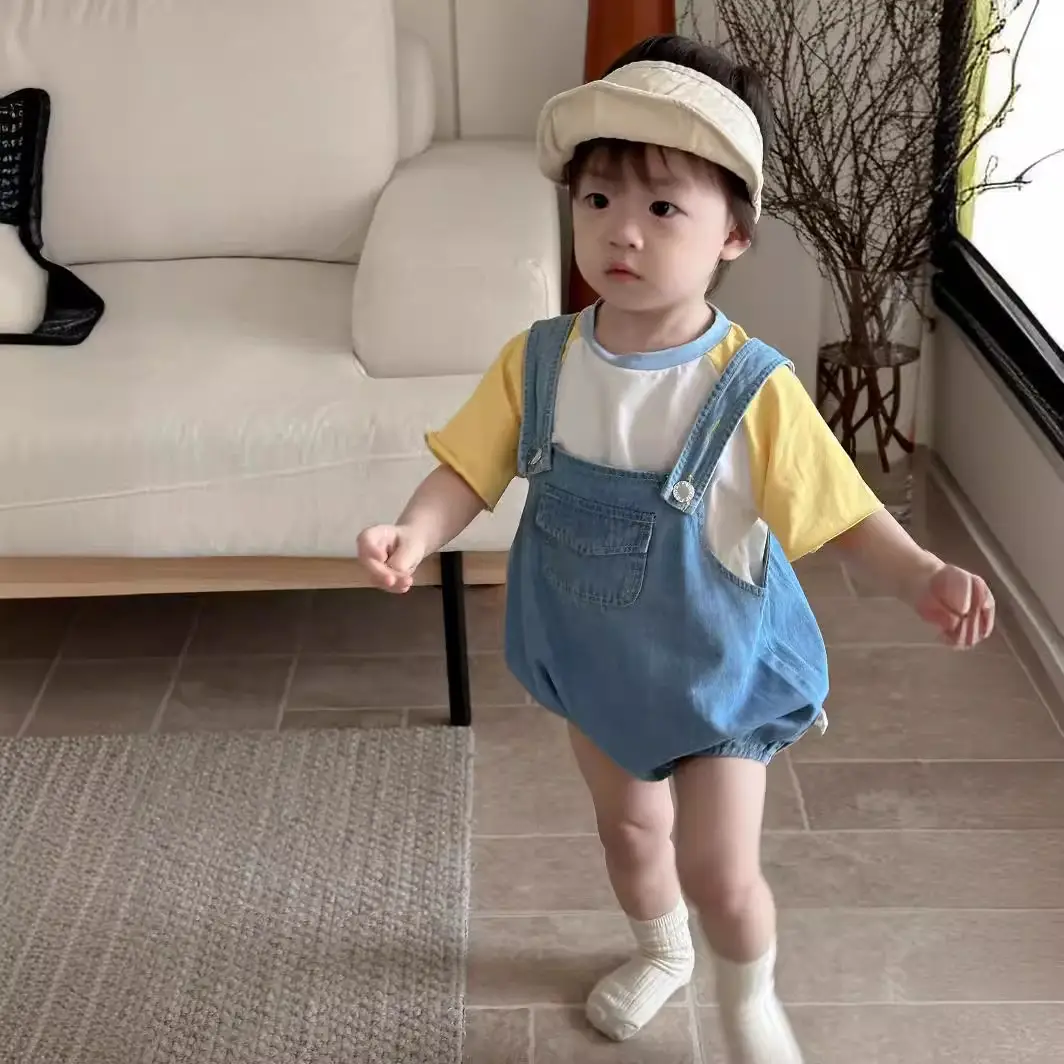 Kids Korean Style Summer T-Shirt Denim Overalls Set — feature 2