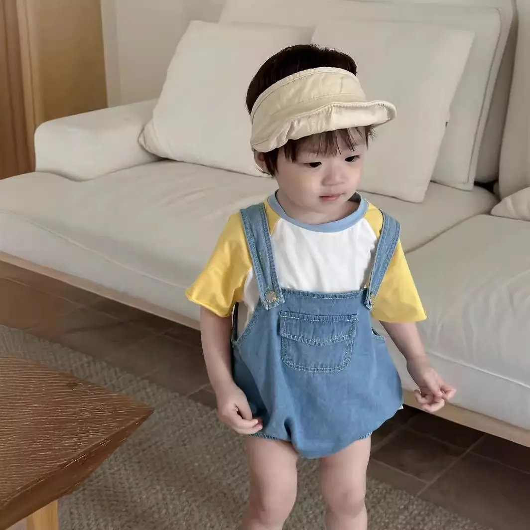 Kids Korean Style Summer T-Shirt Denim Overalls Set — feature 3