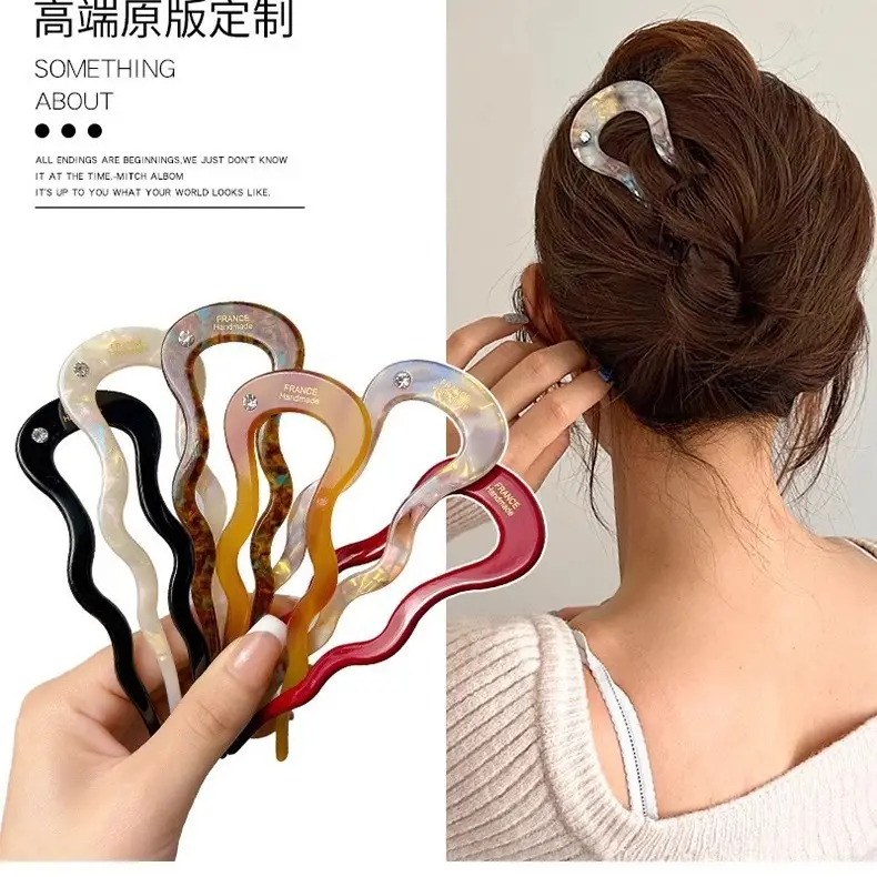 U-Shaped Hairpin 12.5cm Black Acetic Acid - Image 9