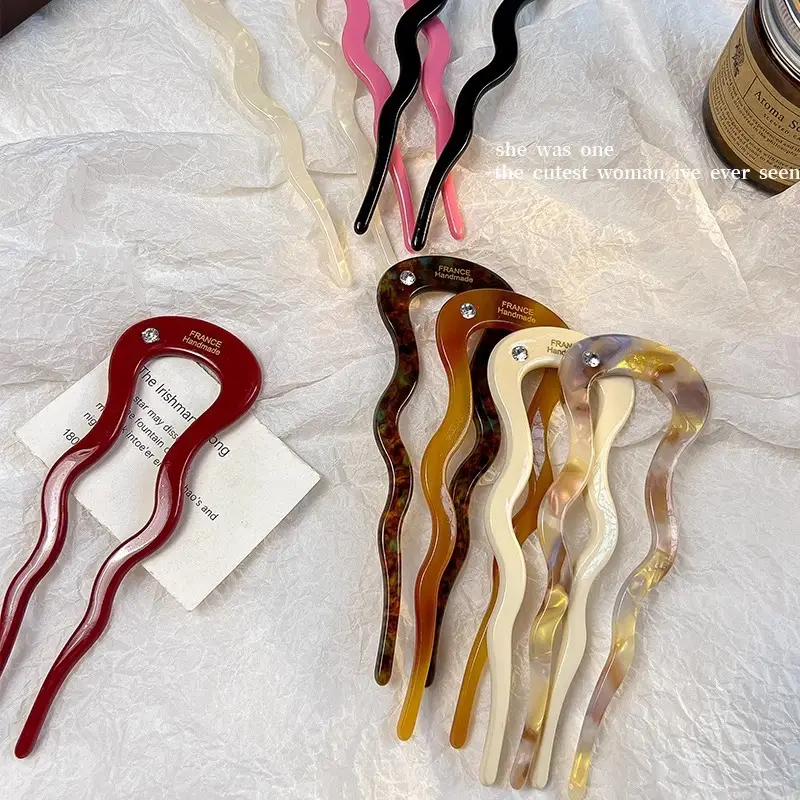 U-Shaped Hairpin 12.5cm Black Acetic Acid - Image 11