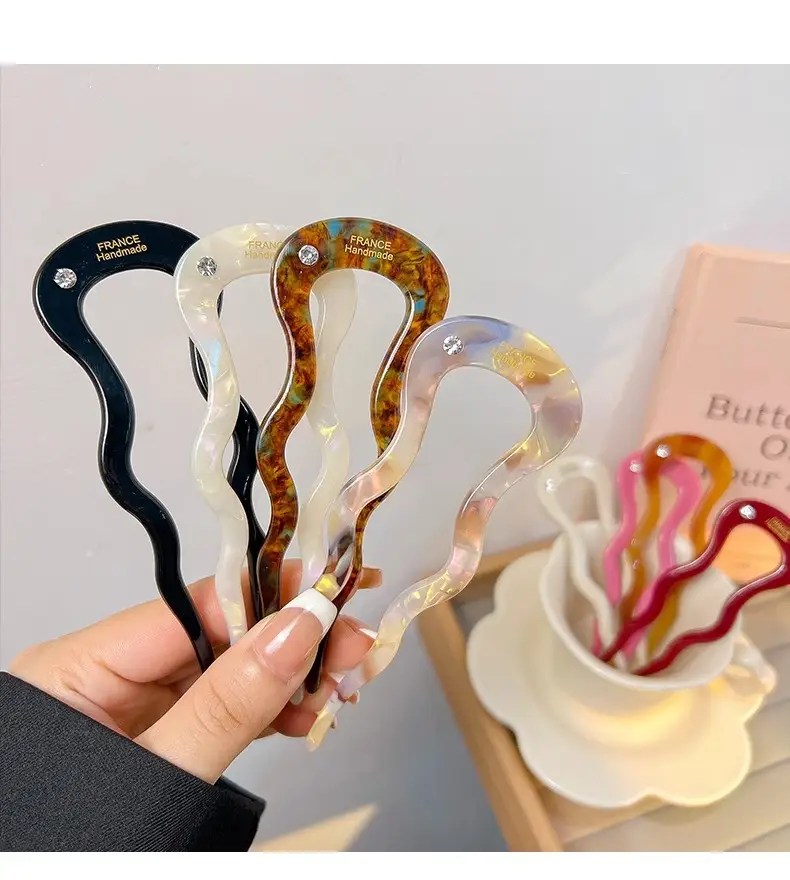 U-Shaped Hairpin 12.5cm Black Acetic Acid — feature 3